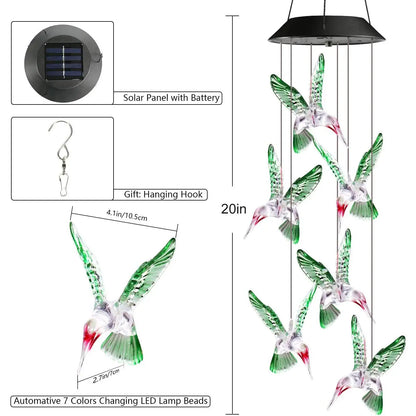 Solar-Powered Color-Changing Wind Chime Light