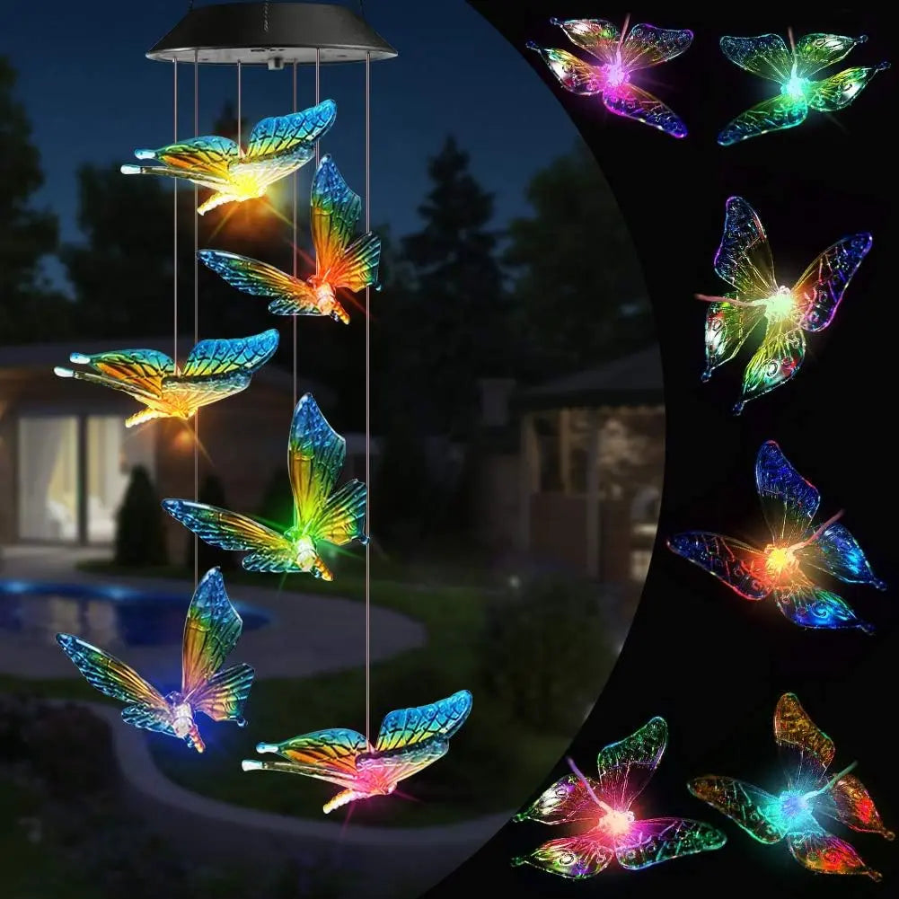 Solar-Powered Color-Changing Wind Chime Light