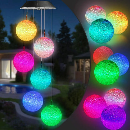 Solar-Powered Color-Changing Wind Chime Light