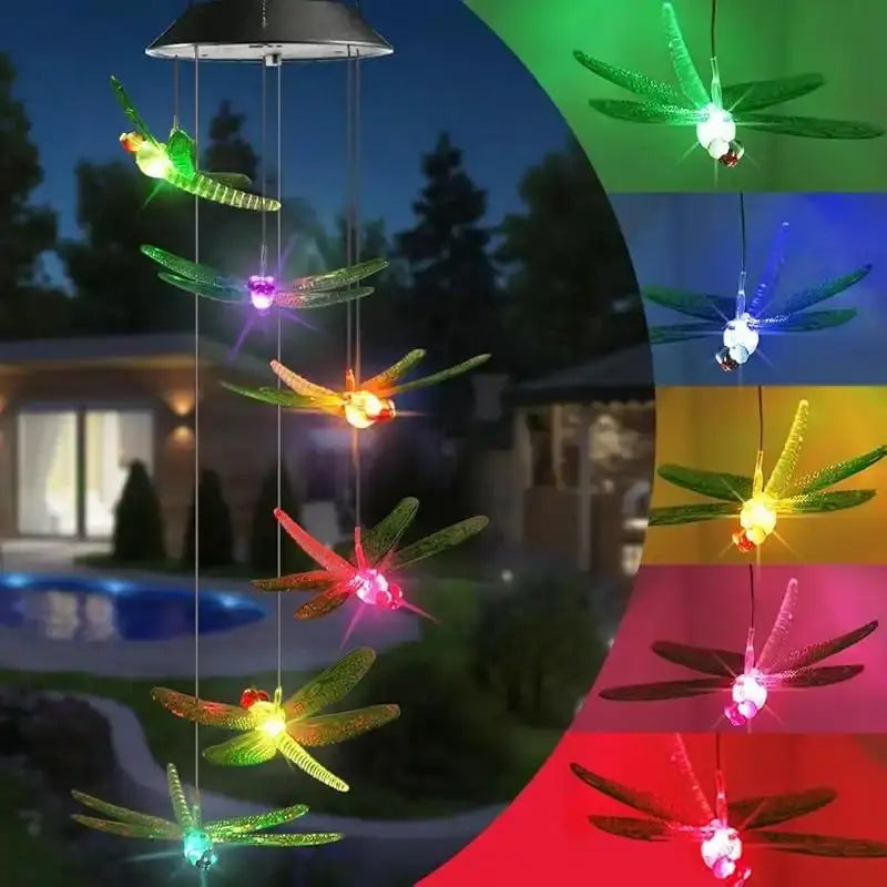 Solar-Powered Color-Changing Wind Chime Light