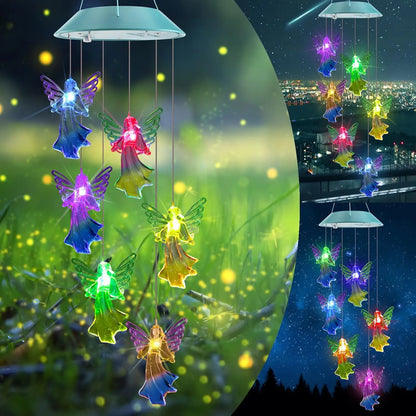 Solar-Powered Color-Changing Wind Chime Light