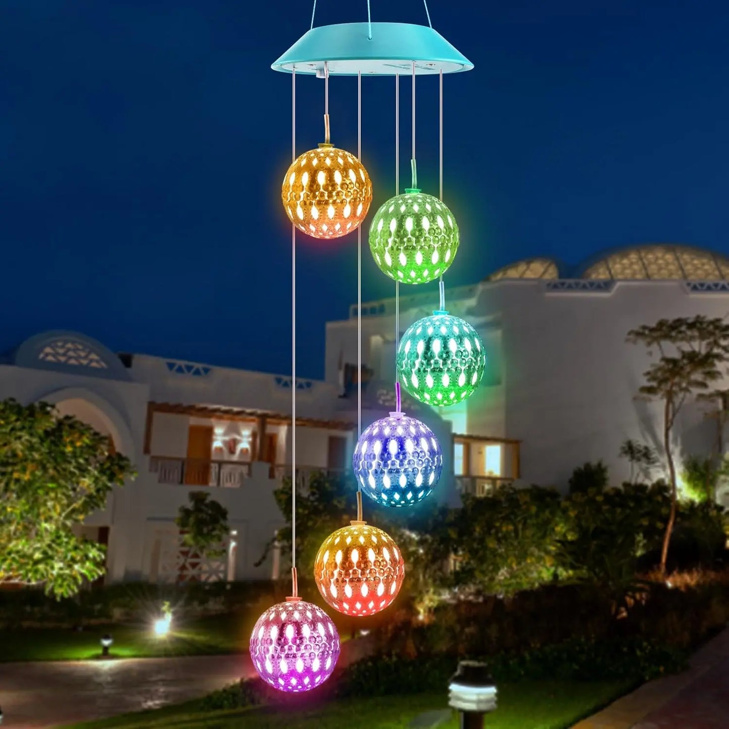 Solar-Powered Color-Changing Wind Chime Light