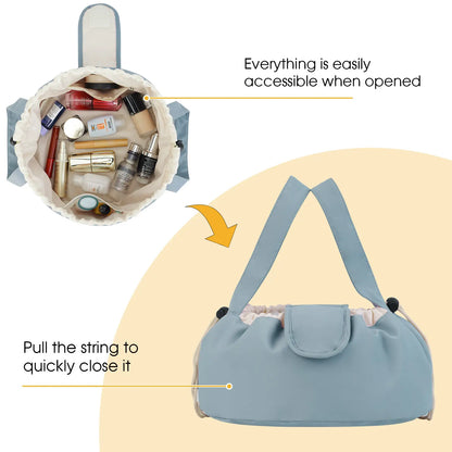 Large Barrel Drawstring Makeup Bag