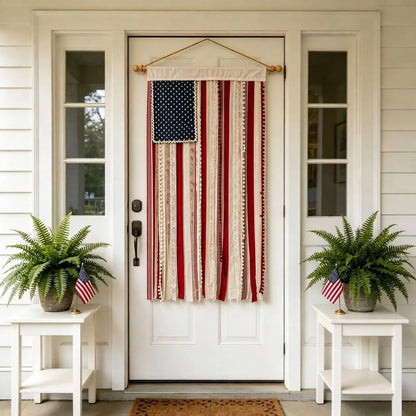 Lighted American Rag Flag Banner ✨