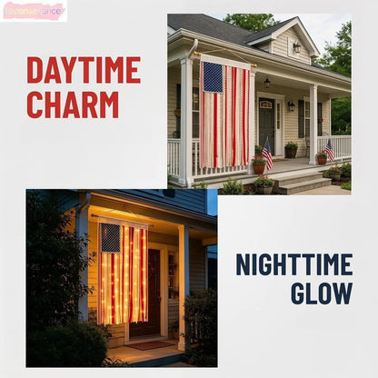Lighted American Rag Flag Banner ✨