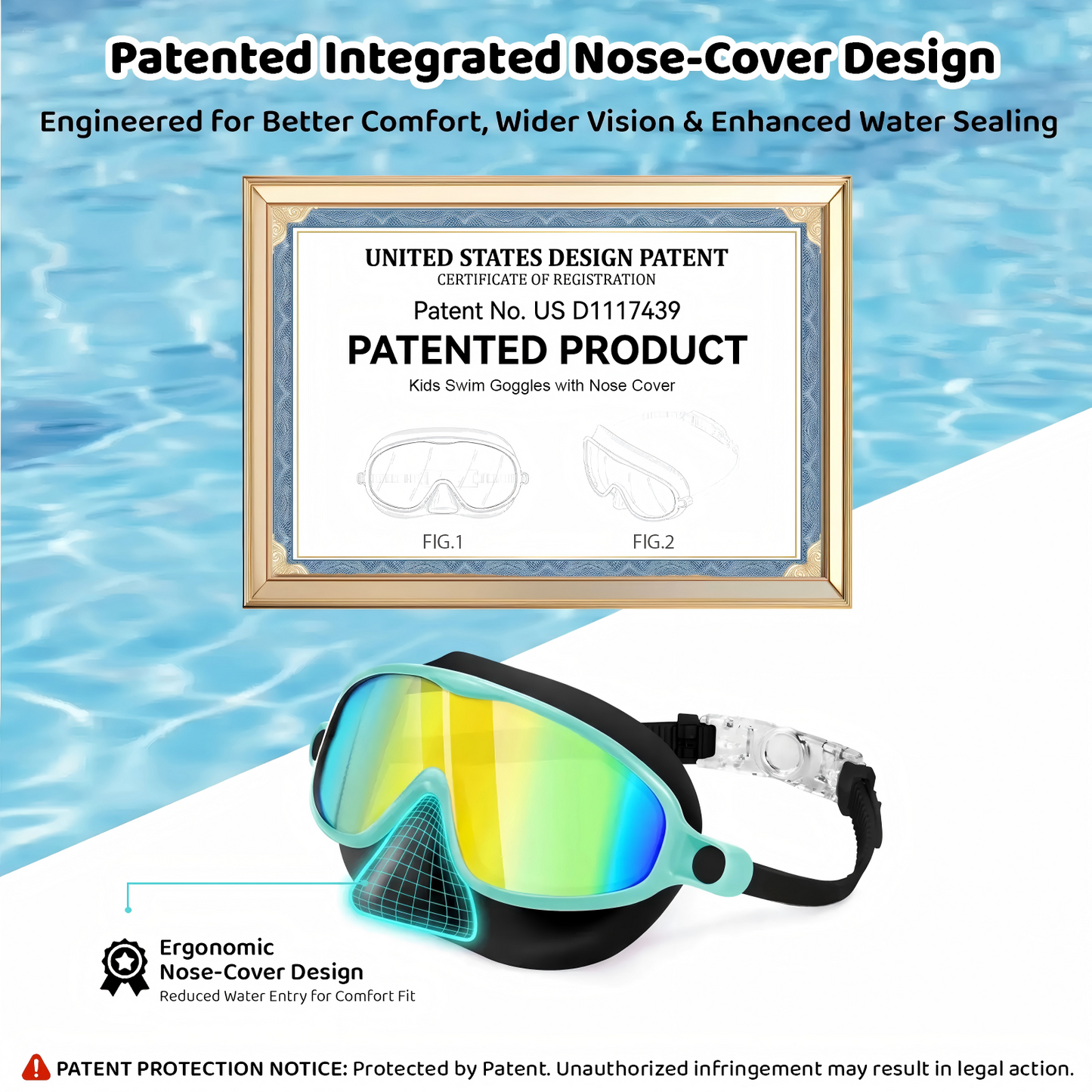 Kids' Swim Goggles with Nose Cover (2-Pack) 🤿🌊