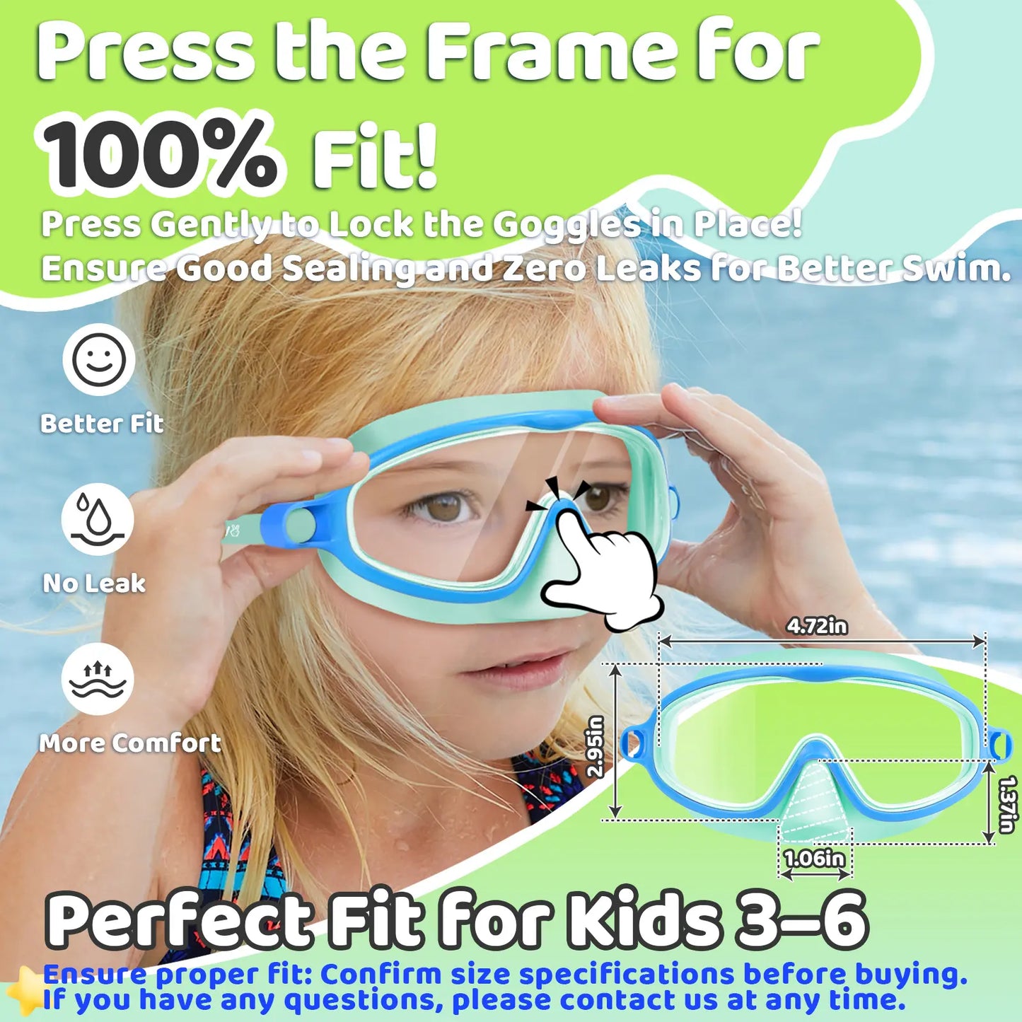 Kids' Swim Goggles with Nose Cover (2-Pack) 🤿🌊