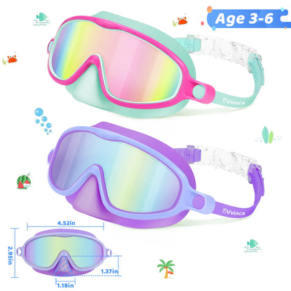 Kids' Swim Goggles with Nose Cover (2-Pack) 🤿🌊