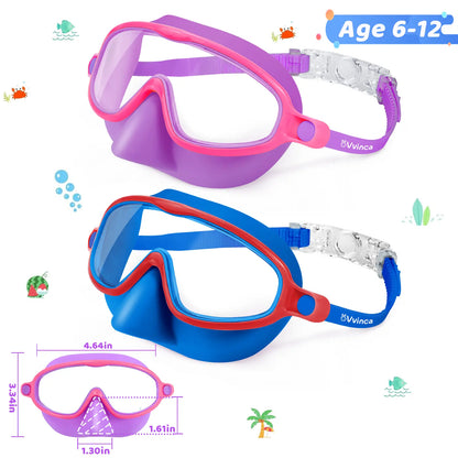 Kids' Swim Goggles with Nose Cover (2-Pack) 🤿🌊