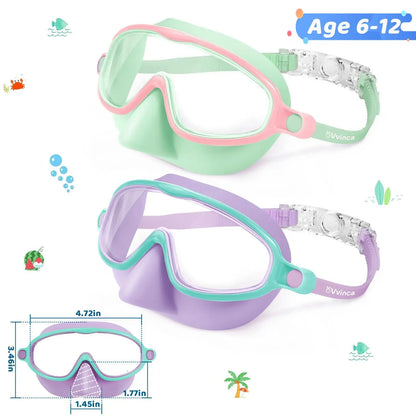 Kids' Swim Goggles with Nose Cover (2-Pack) 🤿🌊