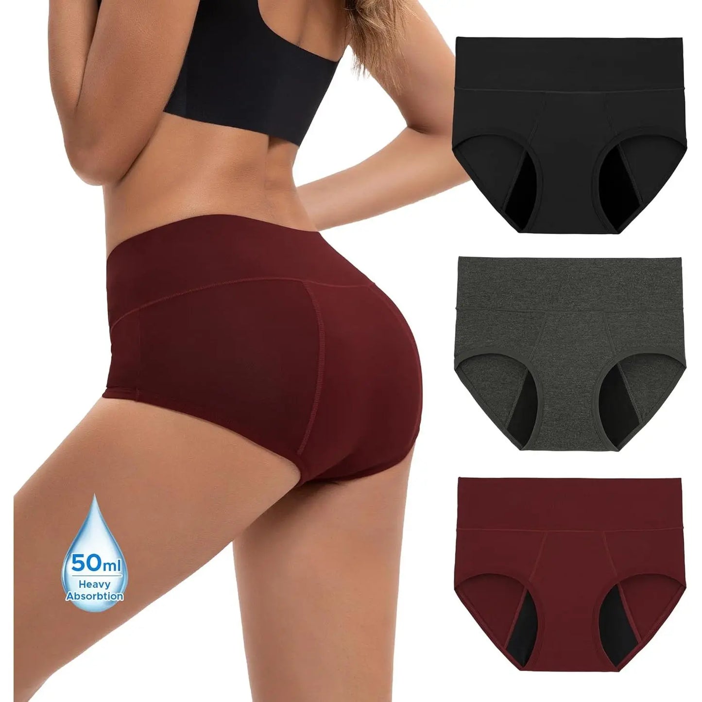 High-Waisted Bamboo Viscose Period Underwear (3-Pack) 🩸✨