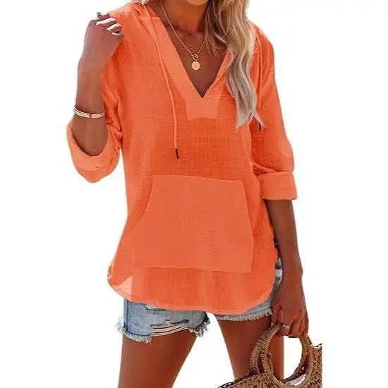Women's V-Neck Beach Cover-Up Hoodie 🏖️🐚