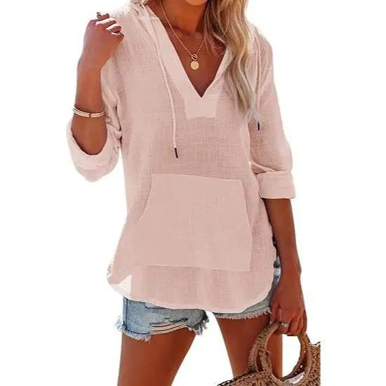 Women's V-Neck Beach Cover-Up Hoodie 🏖️🐚