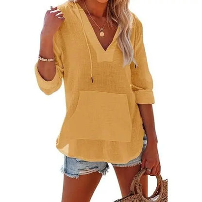Women's V-Neck Beach Cover-Up Hoodie 🏖️🐚