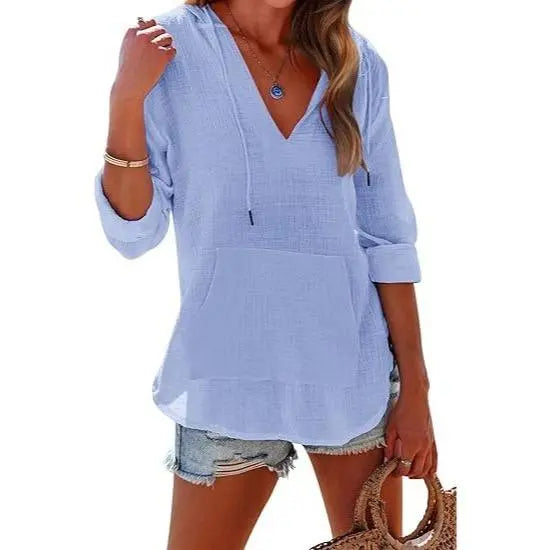 Women's V-Neck Beach Cover-Up Hoodie 🏖️🐚