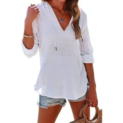 Women's V-Neck Beach Cover-Up Hoodie 🏖️🐚