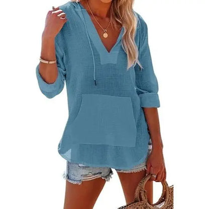 Women's V-Neck Beach Cover-Up Hoodie 🏖️🐚