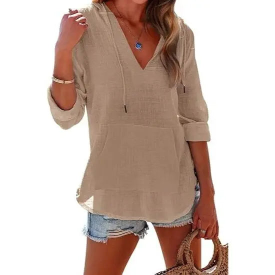 Women's V-Neck Beach Cover-Up Hoodie 🏖️🐚