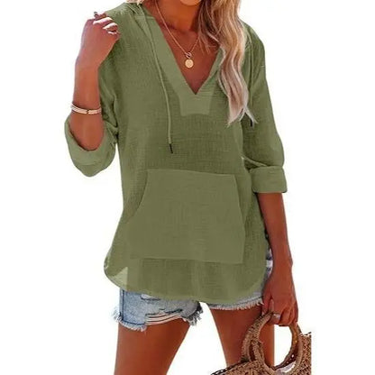 Women's V-Neck Beach Cover-Up Hoodie 🏖️🐚
