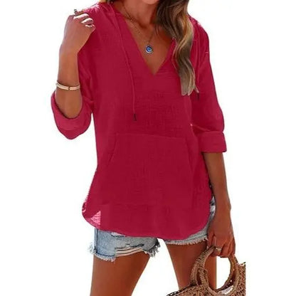 Women's V-Neck Beach Cover-Up Hoodie 🏖️🐚