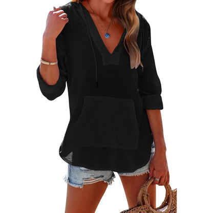 Women's V-Neck Beach Cover-Up Hoodie 🏖️🐚
