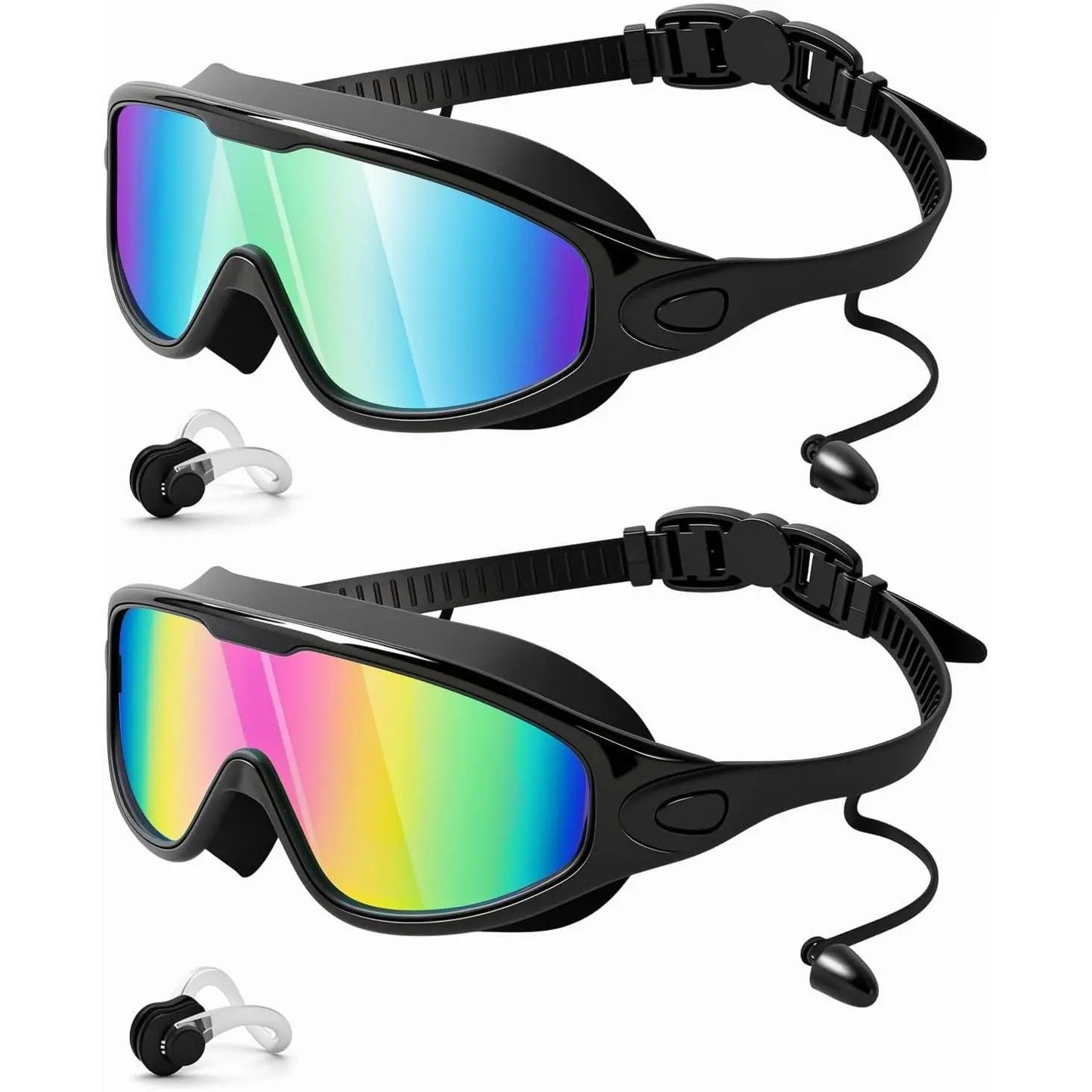 Wide View Swim Goggles with Earplugs & Nose Clip 🏊‍♂️💦