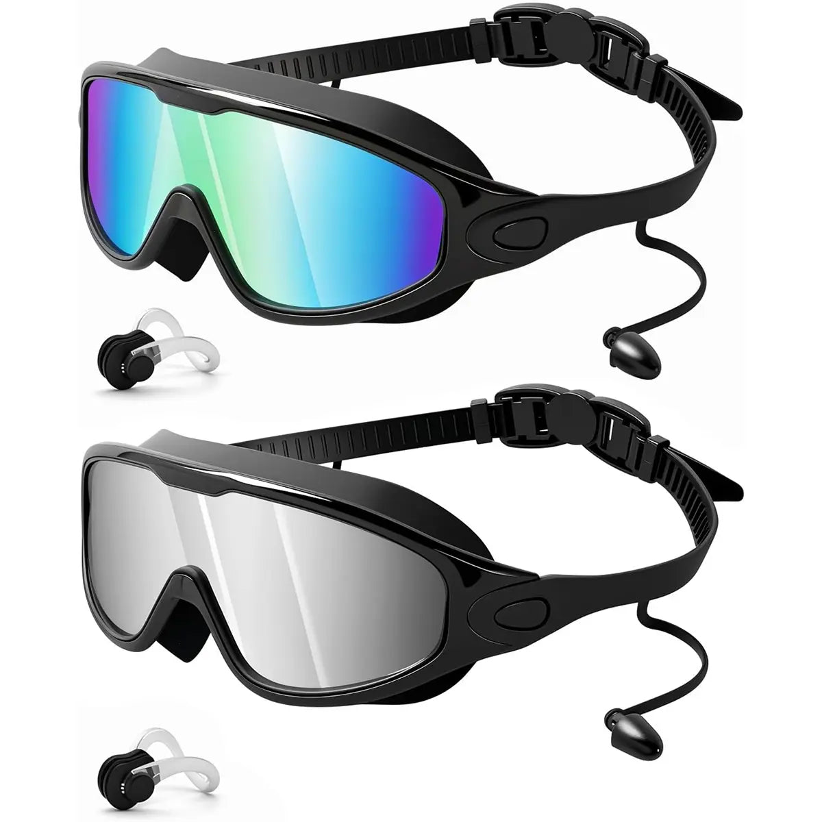 Wide View Swim Goggles with Earplugs & Nose Clip 🏊‍♂️💦