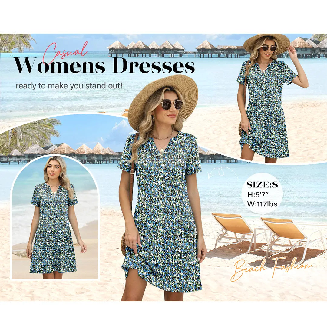 Casual V-Neck Summer Vacation Dress 👗✨