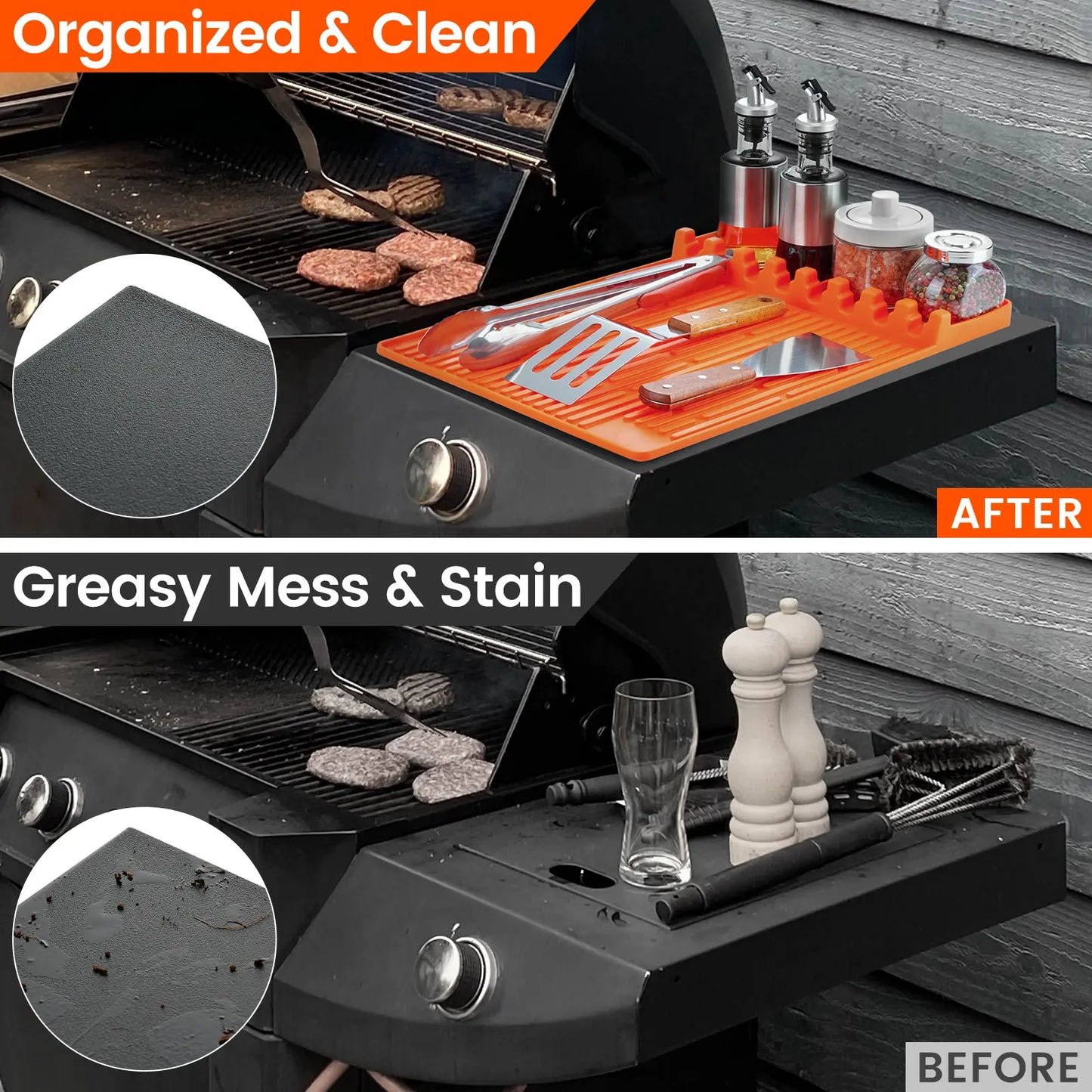 Silicone Grill Side Shelf Mat & BBQ Tool Holder 🥩🔥