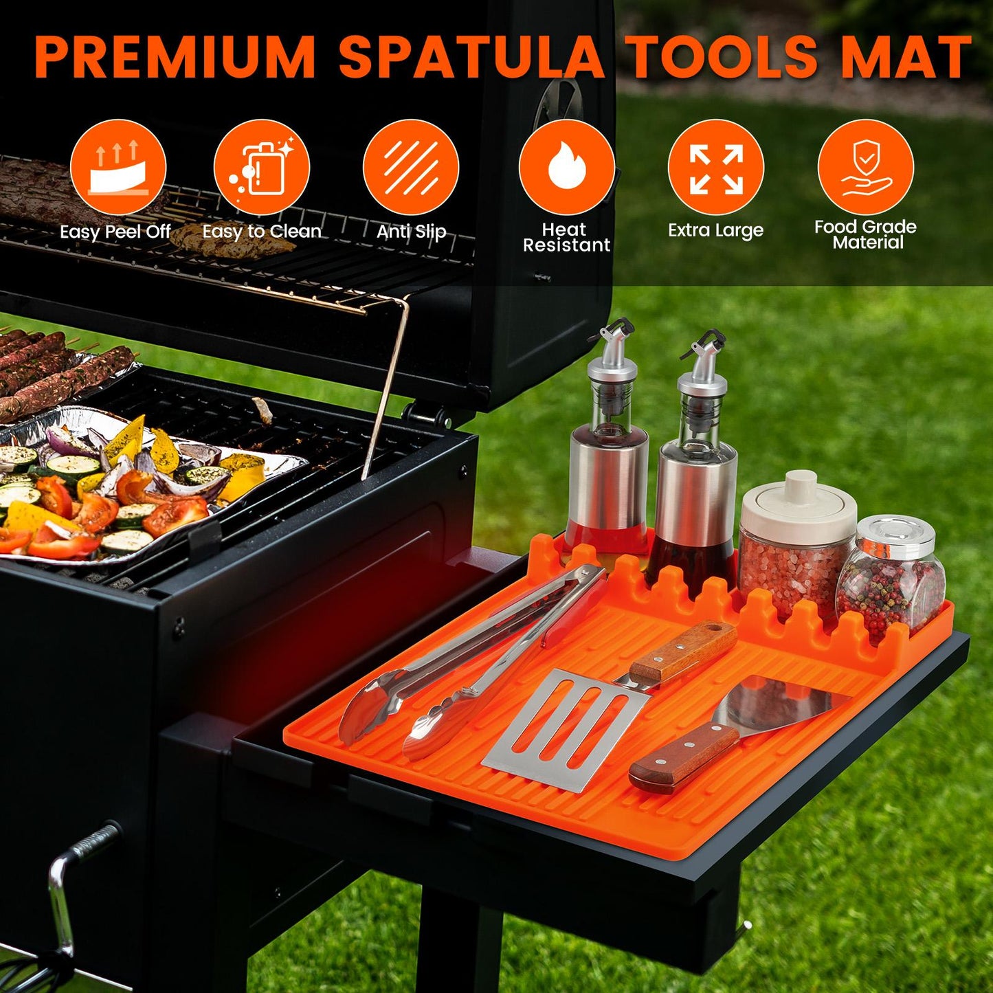 Silicone Grill Side Shelf Mat & BBQ Tool Holder 🥩🔥