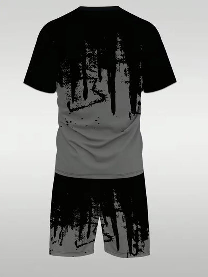 Men's Bold King Pattern T-Shirt & Shorts 2-Piece Set 👑☀️