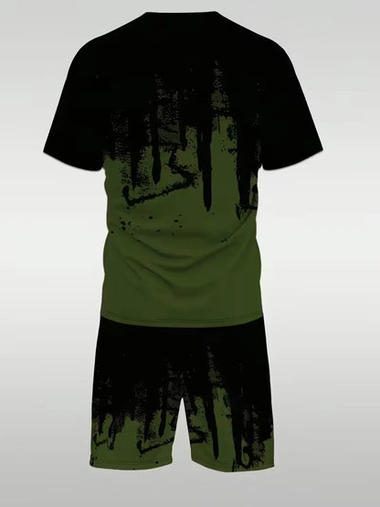 Men's Bold King Pattern T-Shirt & Shorts 2-Piece Set 👑☀️