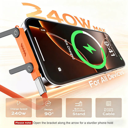 🔥240W 360° Rotating Stand 2-in-1 Charging Cable