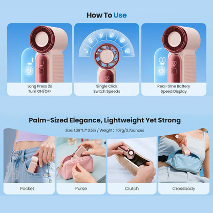 Mini Handheld Turbo Fan with LED Display 🌪️💄