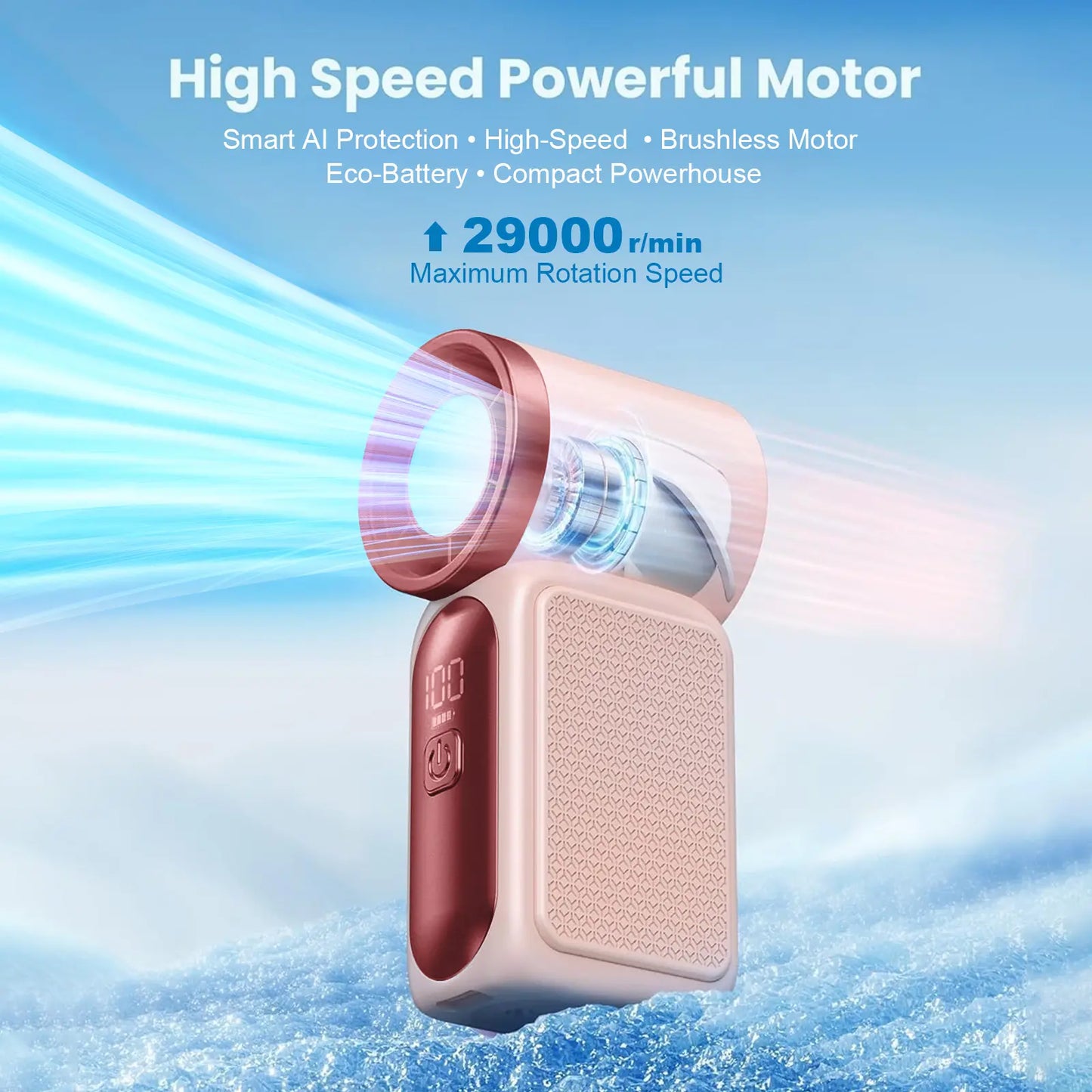 Mini Handheld Turbo Fan with LED Display 🌪️💄