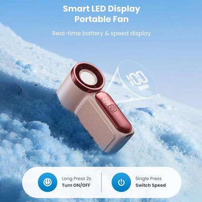 Mini Handheld Turbo Fan with LED Display 🌪️💄