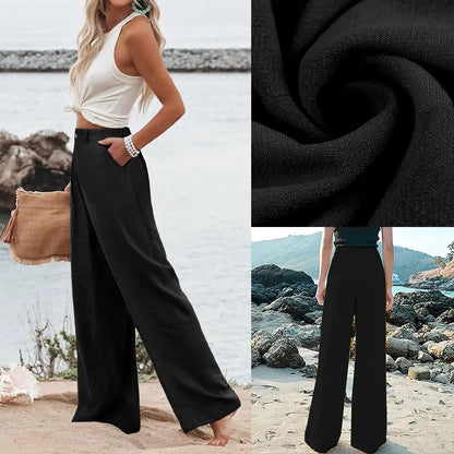 Women's High-Waisted Cotton Linen Wide-Leg Pants 🌿🎐