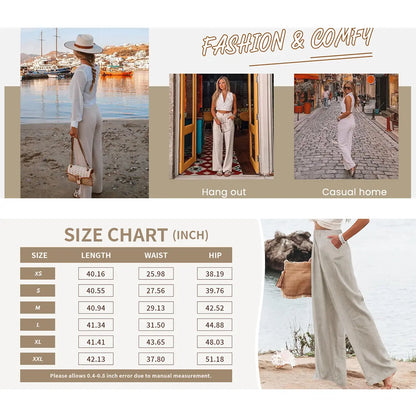 Women's High-Waisted Cotton Linen Wide-Leg Pants 🌿🎐
