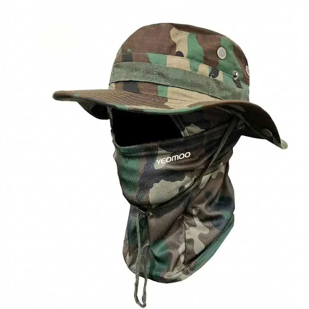 Camouflage Fisherman Hat with Detachable Face & Neck Mask 🤠🌿