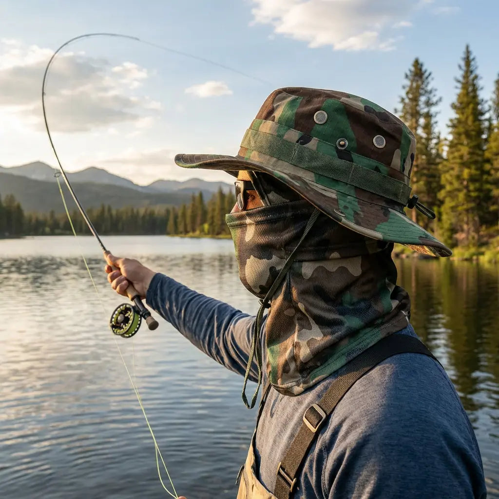 Camouflage Fisherman Hat with Detachable Face & Neck Mask 🤠🌿