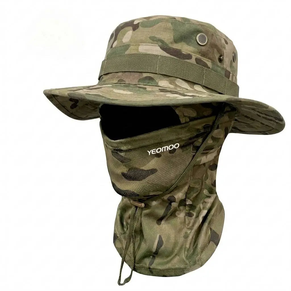 Camouflage Fisherman Hat with Detachable Face & Neck Mask 🤠🌿