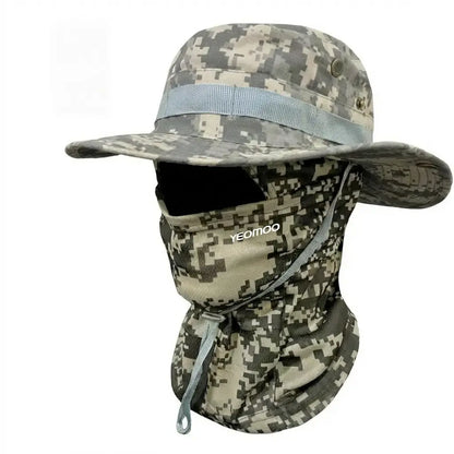 Camouflage Fisherman Hat with Detachable Face & Neck Mask 🤠🌿
