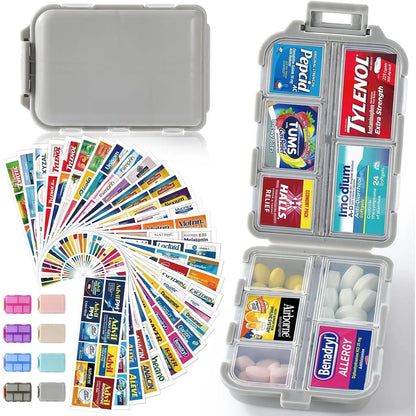 Travel Pill Organizer Box with 146 Labels (10-Compartment) 💊✈️