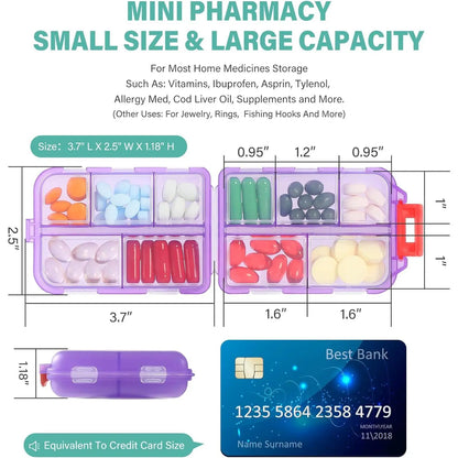 Travel Pill Organizer Box with 146 Labels (10-Compartment) 💊✈️