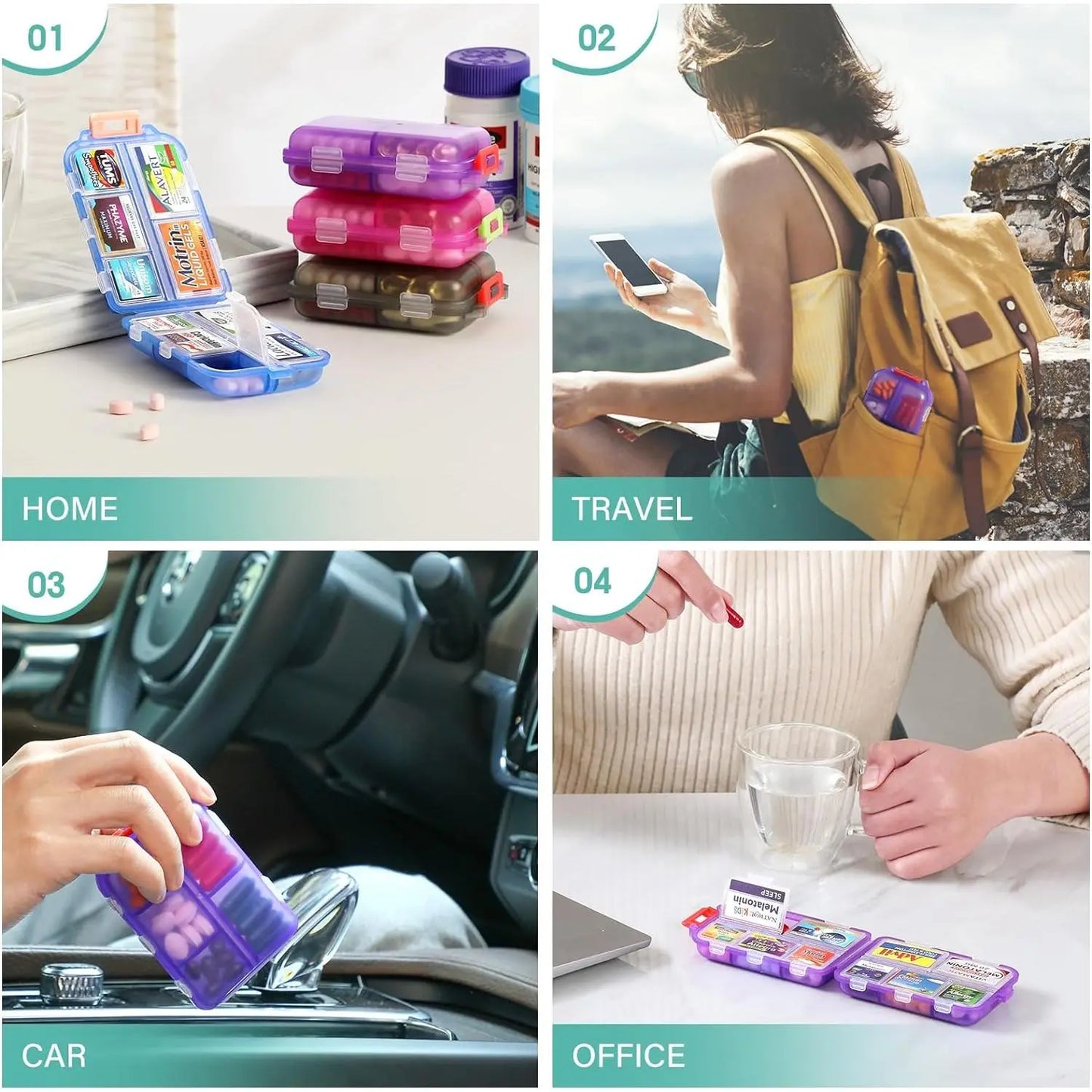 Travel Pill Organizer Box with 146 Labels (10-Compartment) 💊✈️
