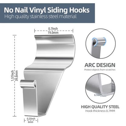 Heavy-Duty Stainless Steel Vinyl Siding Hooks (10-Pack) 🏡⚓
