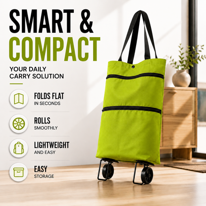 2-in-1 Rolling Grocery Tote & Foldable Trolley Bag