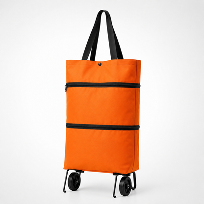2-in-1 Rolling Grocery Tote & Foldable Trolley Bag