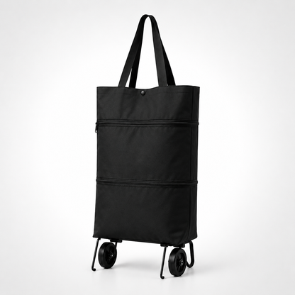2-in-1 Rolling Grocery Tote & Foldable Trolley Bag
