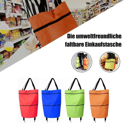 2-in-1 Rolling Grocery Tote & Foldable Trolley Bag